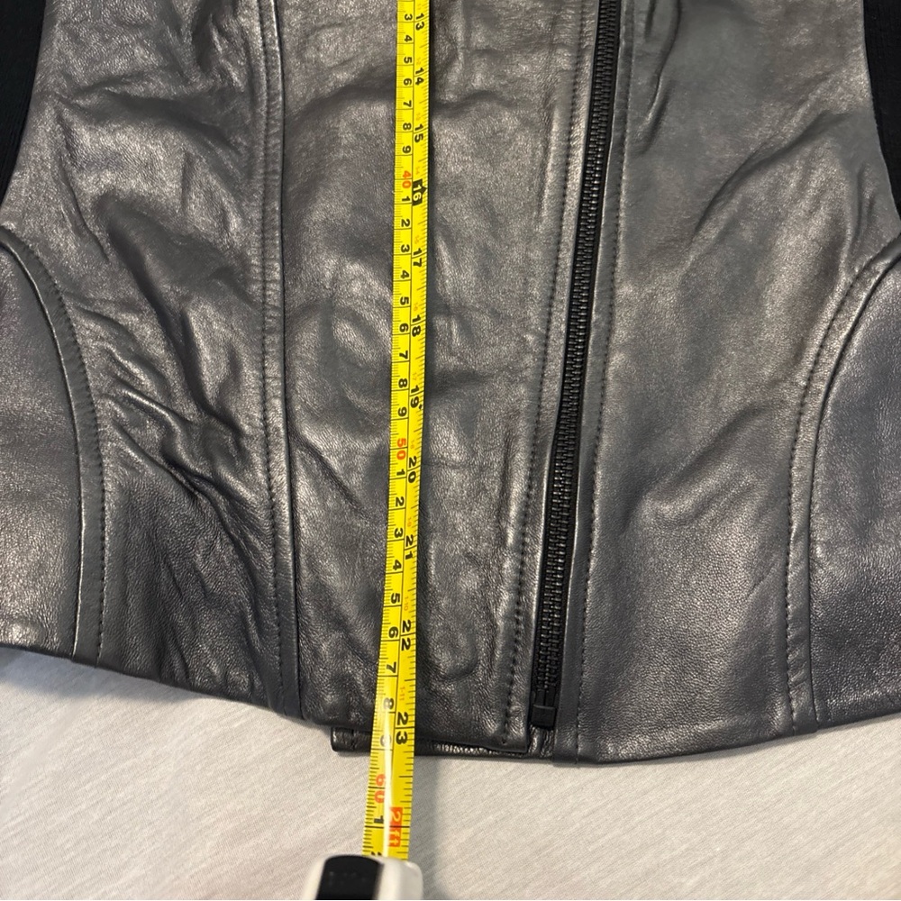 Trouve Soft Leather Moto Jacket Gunmetal Gray Stretch Women SZ Med Asymmetrical - Picture 10 of 16
